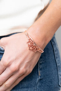 Mandala Mindfulness - Copper Bracelet - Paparazzi Accessories Brushed in a high sheen finish, an airy mandala-like frame crowns the top of a dainty shiny copper cuff for a whimsically seasonal flair.  Sold as one individual bracelet.  New Kit