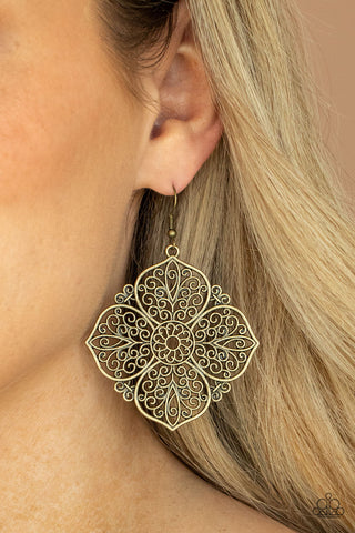 Dubai Detour - Brass Earrings - Paparazzi Accessories - Bling On The Jewels By Alyssa and Victoria