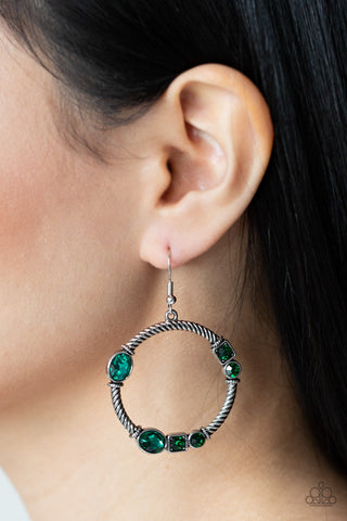 Glamorous Garland - Green Earrings - Paparazzi Accessories - Bling On The Jewels By Alyssa and Victoria