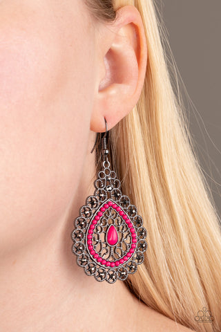 Carnival Courtesan - Pink Earrings - Paparazzi Accessories - Bling On The Jewels By Alyssa and Victoria