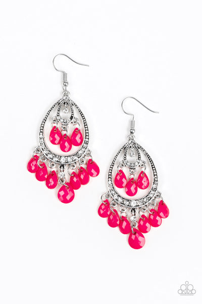 Gorgeously Genie - Pink Earrings - Paparazzi Accessories - Bling On The Jewels By Alyssa and Victoria