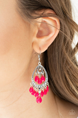 Gorgeously Genie - Pink Earrings - Paparazzi Accessories - Bling On The Jewels By Alyssa and Victoria