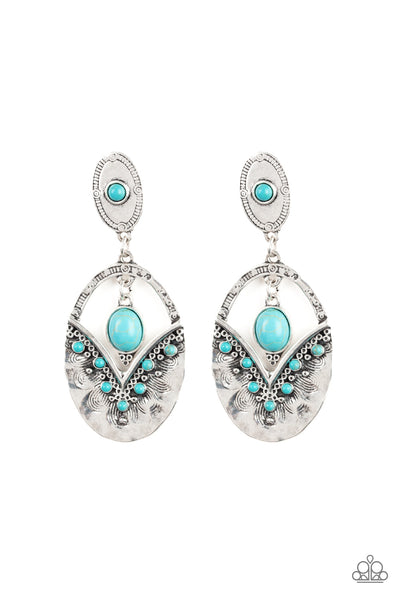 Terra Tribute - Blue Earrings - Paparazzi Accessories - Bling On The Jewels By Alyssa and Victoria