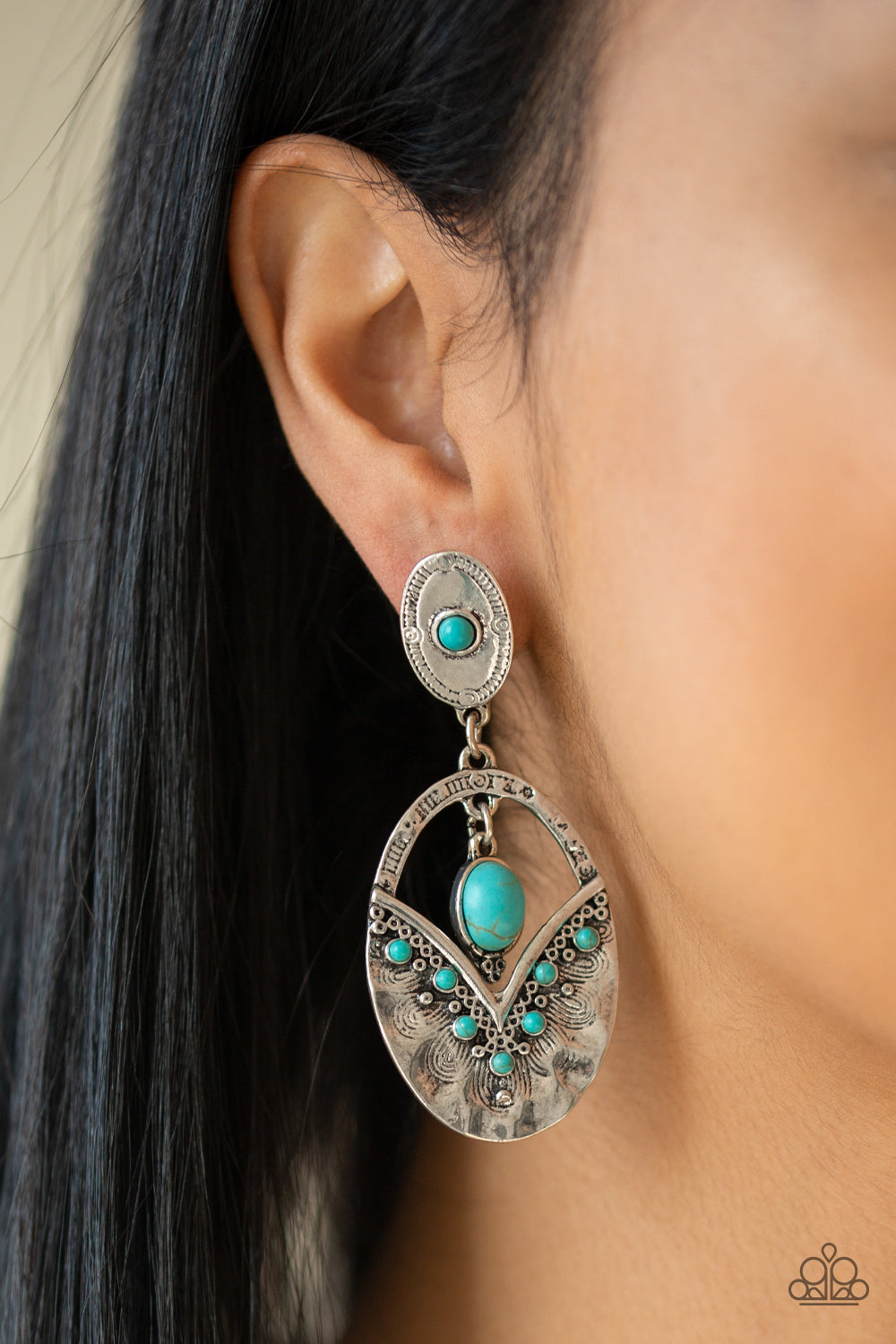 Terra Tribute - Blue Earrings - Paparazzi Accessories - Bling On The Jewels By Alyssa and Victoria