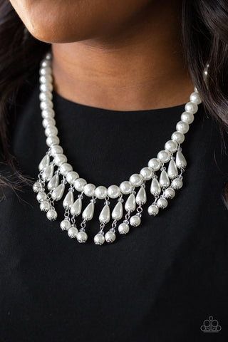 Miss Majestic - White Necklace - Paparazzi Accessories - Bling On The Jewels By Alyssa and Victoria