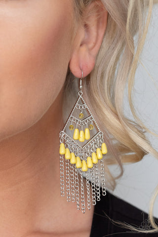 Trending Transcendence - Yellow Earrings - Paparazzi Accessories - Bling On The Jewels By Alyssa and Victoria