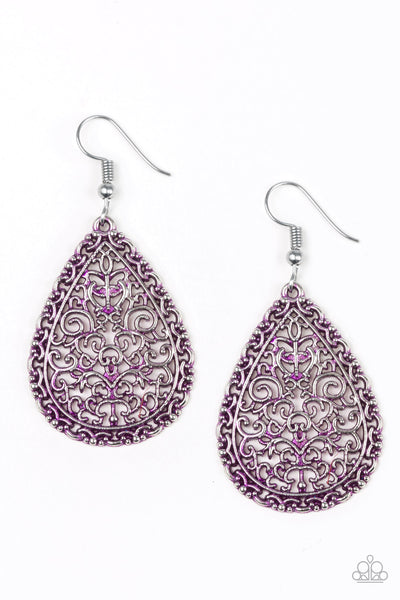 Indie Idol - Purple Earrings - Paparazzi Accessories - Bling On The Jewels By Alyssa and Victoria