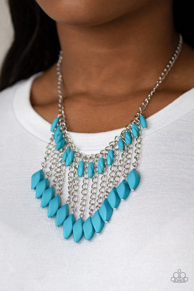 Venturous Vibes - Blue Necklace - Paparazzi Accessories - Bling On The Jewels By Alyssa and Victoria